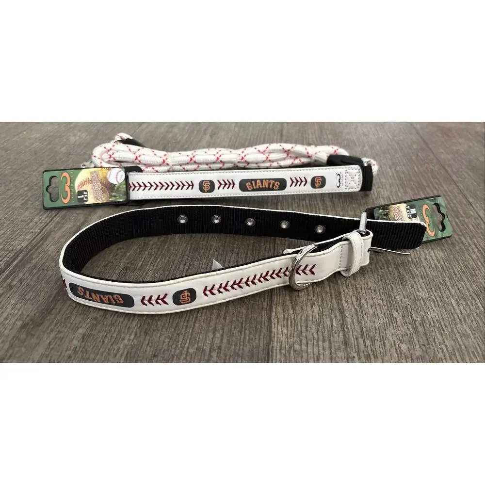 NWT‎ Vintage SF Giants Dog Collar And Leash Set GameWear Baseball Leather MLB